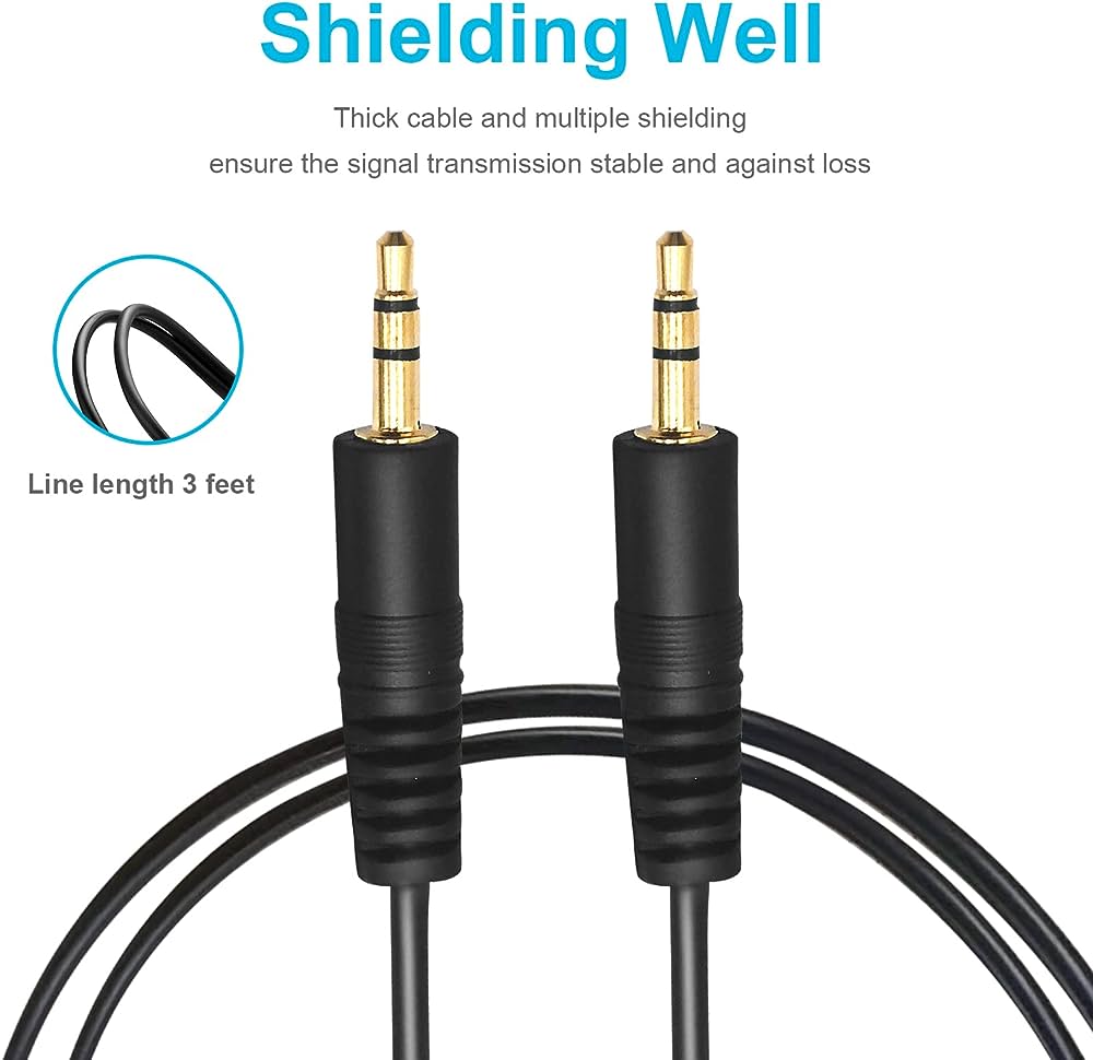 Câble auxiliaire jack audio stéréo mâle vers mâle 3,5 mm (1 m) Câble auxiliaire jack audio stéréo mâle vers mâle 3,5 mm (1 m)